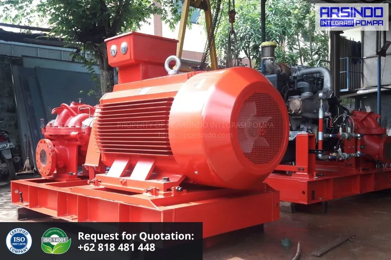 Sistem fire pump WITANABE pra-fabrikasi di workshop Arsindo